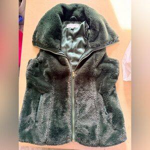 Marc New York Faux Fur Vest full Zipper Forest Hunter Green Women’s Large